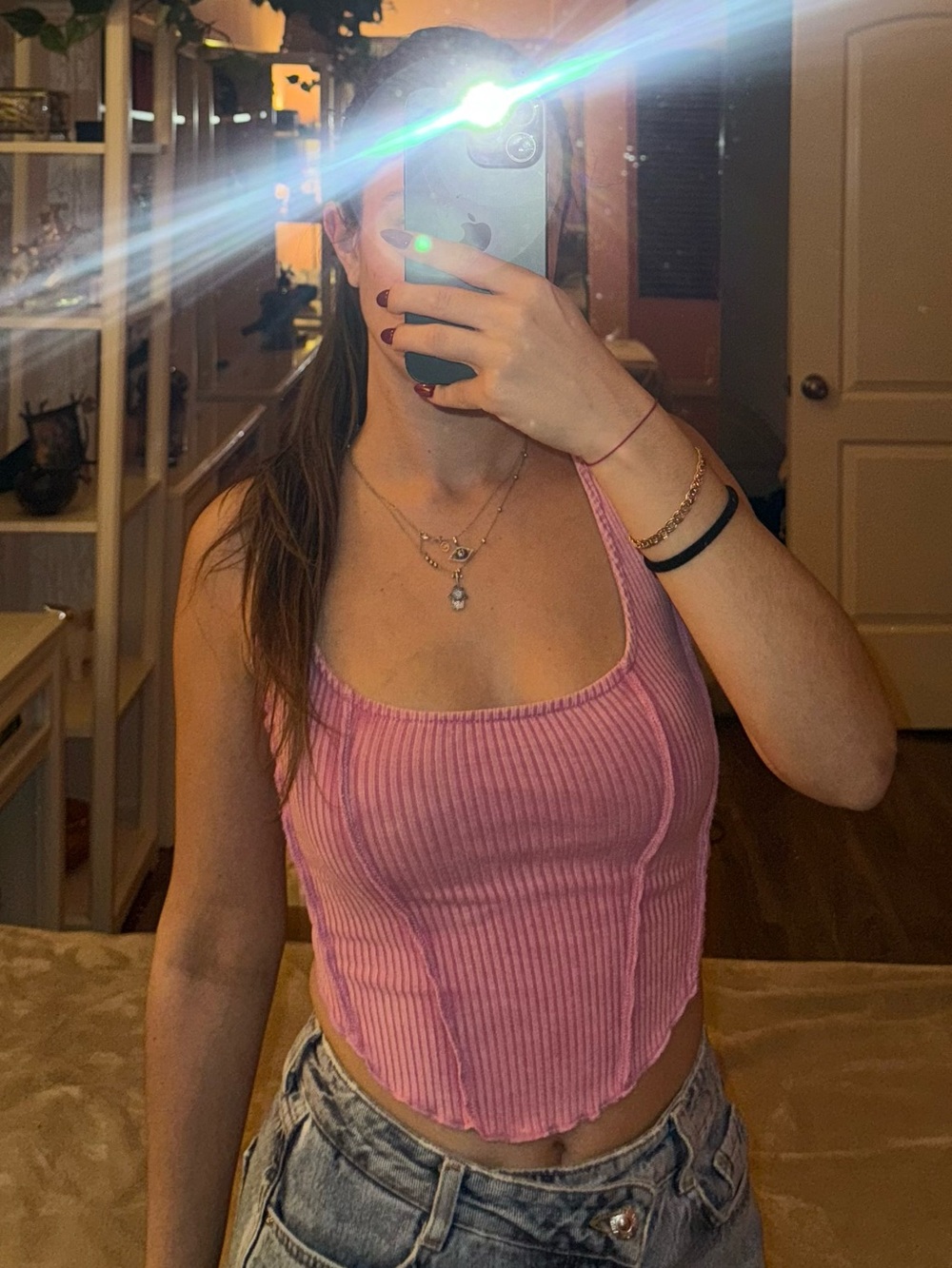 wild fable Pink Ribbed Scoop Tank Top